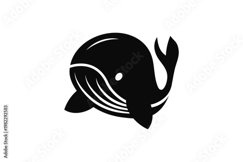 Minimalist whale illustration a black and white marine mammal design