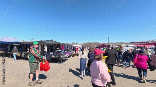 A spring flea market in the USA is a lively open-air event.