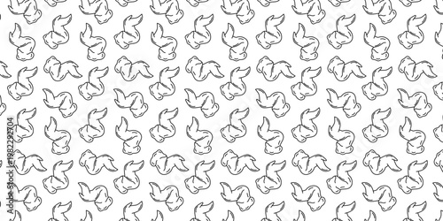 Seamless Hand-Drawn Rabbit Silhouette Pattern For Easter Spring Kids Fabric And Wrapping