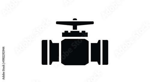 A simple black silhouette depicts a closed industrial valve with a rounded handle high quality professional