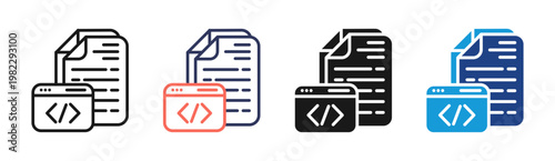 Code Files icon set multiple style collection