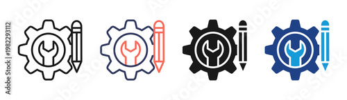 Dev Tools icon set multiple style collection