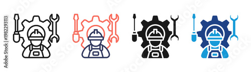 Dev Engineer icon set multiple style collection