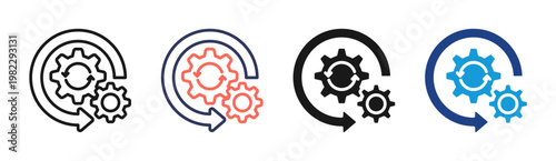 Process Sync icon set multiple style collection