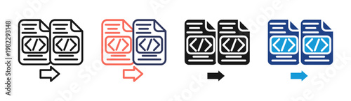 Code Transfer icon set multiple style collection