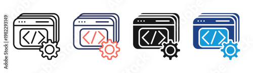 App Development icon set multiple style collection