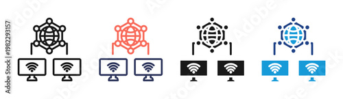 Network System icon set multiple style collection