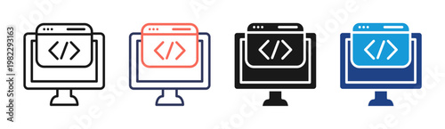 Code Window icon set multiple style collection