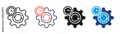 Time Process icon set multiple style collection