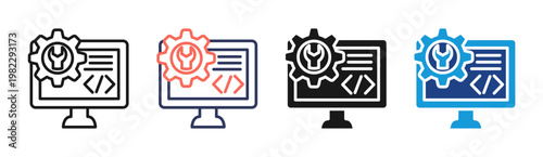 Code Settings icon set multiple style collection