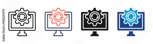 System Control icon set multiple style collection