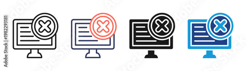 System Error icon set multiple style collection