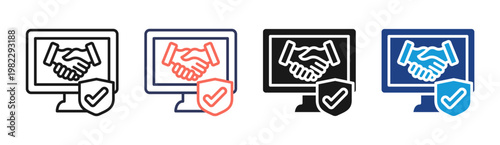 Secure Agreement icon set multiple style collection