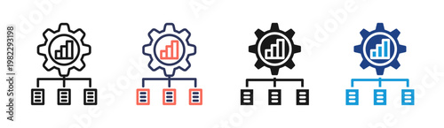 Data Structure icon set multiple style collection