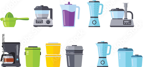 Kitchen Appliance Set with Blender, Juicer, Coffee Maker, Food Processor, and Storage Containers for Home Use