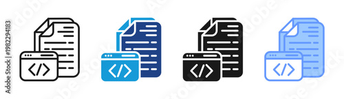 Code Files icon set multiple style collection