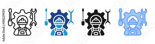 Dev Engineer icon set multiple style collection