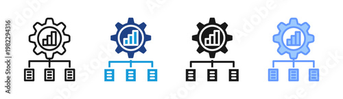 Data Structure icon set multiple style collection