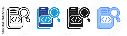 Code Search icon set multiple style collection