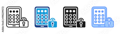 Secure Mobile icon set multiple style collection
