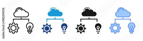 Cloud System icon set multiple style collection