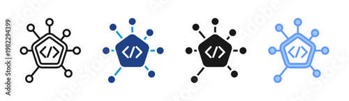 Code Network icon set multiple style collection