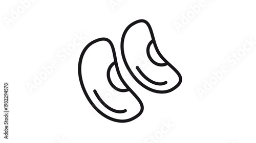 Minimalist black line art vector icon of two kidney beans or legumes, simple graphic illustration for healthy eating, vegetarian food, and cooking concepts, scalable symbol on white background.