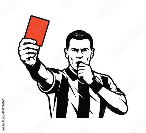 Referee shows red card in the contest.