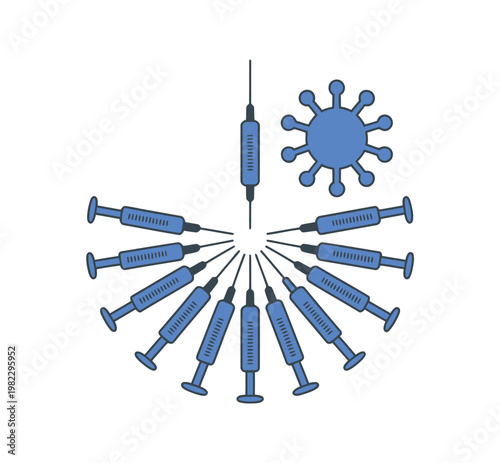 Vaccination needles form a circular arc.