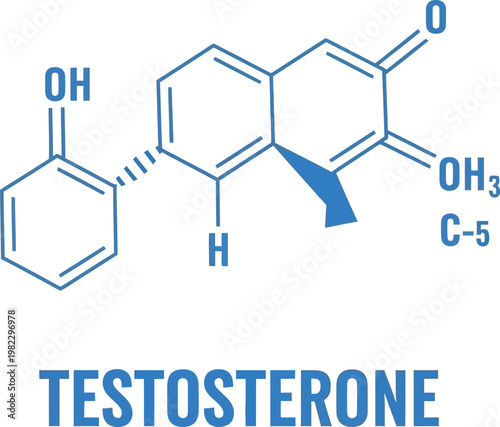 Testosterone chemical structure diagram clearly displaying its molecular composition.