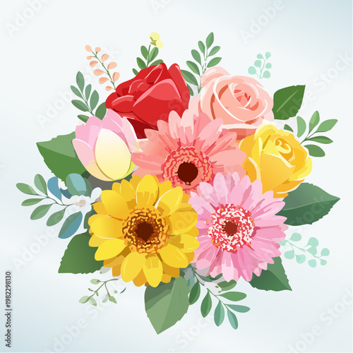 Bunter Frühlingsstrauß auf hellem Hintergrund