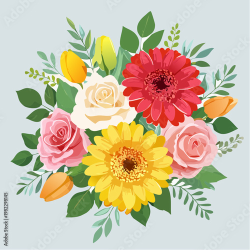 Bunter Frühlingsstrauß auf hellem Hintergrund