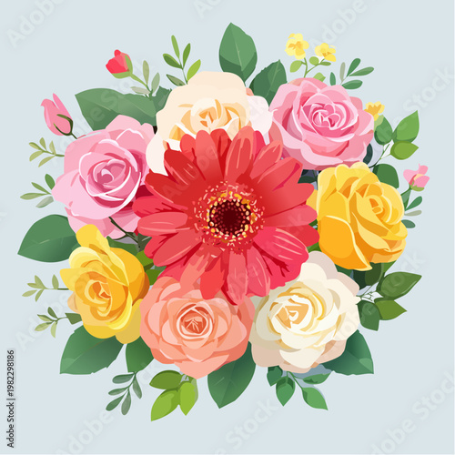 Bunter Frühlingsstrauß auf hellem Hintergrund