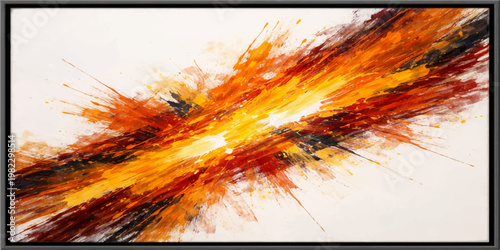 A fiery abstract background features burning orange and red flames with smoke and hot energy patterns in an inferno of light and heat for a dangerous art design