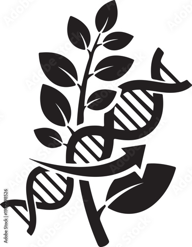 Genetic engineering, DNA plant, biotechnology vector, genetic modification icon