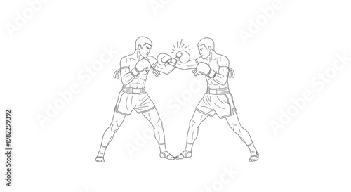 Two boxers fighting in a match.