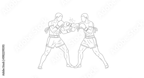 Two boxers fighting in a match.