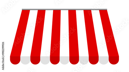 Red and white striped awning for a storefront or market stall with striped pattern protection from sun outdoor shelter shop awning store awning striped canopy striped shade business awning