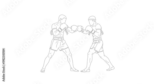Two boxers in fighting stance facing each other.
