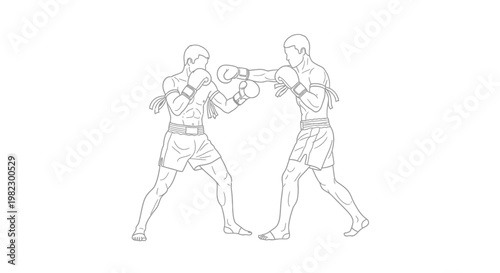 Two boxers in fighting stance facing each other.