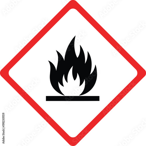 Flammable hazard symbol indicates materials that can easily ignite and burn.