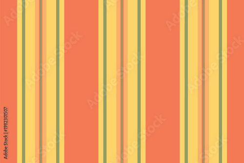 Fire fabric textile texture, premium vector vertical stripe. Carpet seamless lines pattern background in amber and coral colors.