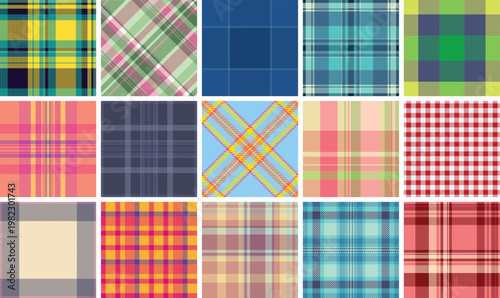 Seamless plaid pattern created for festive packaging design. Holiday tartan structure enhances gift wrap, labels, seasonal branding. Clean vector format supports print precision.