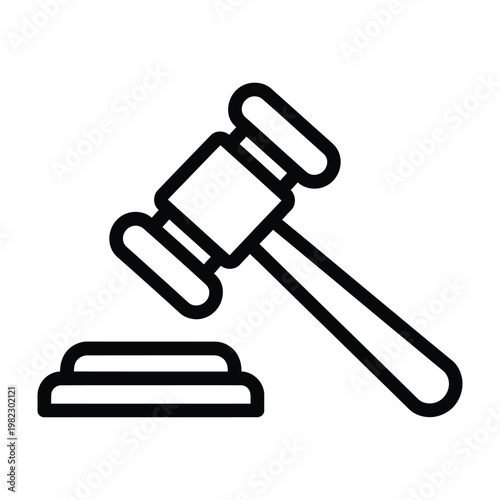 Judge's gavel and sound block icon symbolizing law justice authority auction vector illustration with authority
