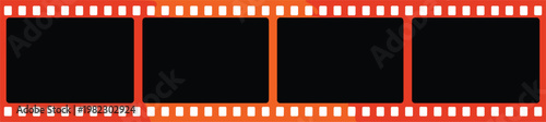 Film strip frame with blank spaces, cinematic photography reel template, movie production background, retro cinema design vector illustration