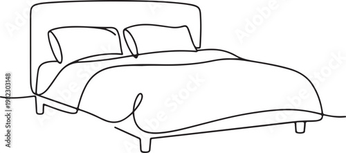 Double Bed Line Drawing Modern Loft Bedroom Furniture Minimalist Interior Concept