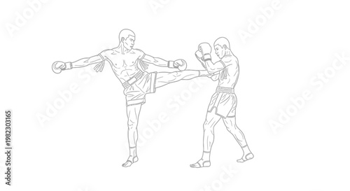 Two boxers engaged in a fierce match.