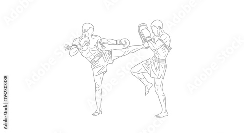 Two Muay Thai fighters in action.