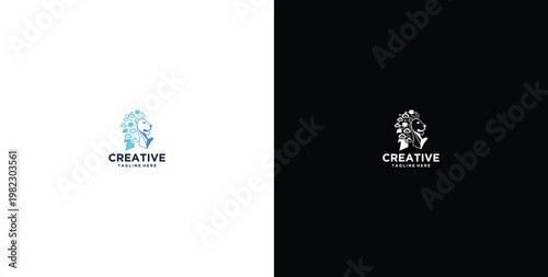 Fotografía Merlion lion logo design with rain clouds technology