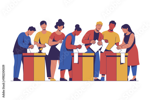 People stand in line to cast ballots.